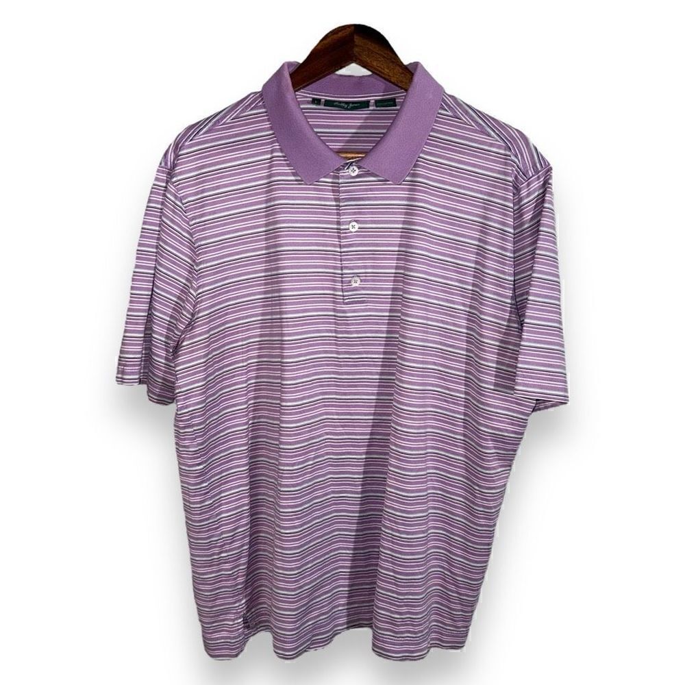 Bobby Jones Purple Striped Golf Polo Shirt Size L